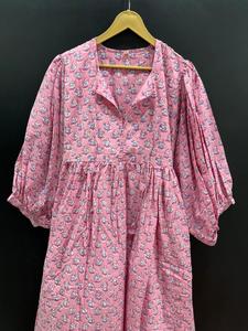 Robe midi élégante en pur coton imprimé pour dames la plus vendue, parfaite pour le brunch de bureau et les vêtements de voyage, originaire d'Inde - Product Image 6