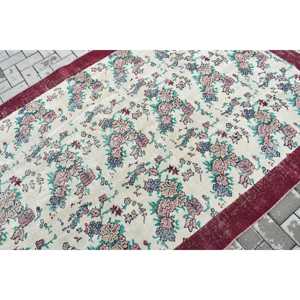 Vintage Large Rug 5.3x8.6 ft, <b>Red</b> Blue Camouflage Rug <b>Wool</b> - Product Image 5