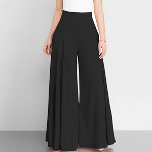 "Pantalon large taille haute style bureau décontracté fermeture élastique respirant et anti-rides taille XL coupe ample pour l'hiver" - Product Image 1