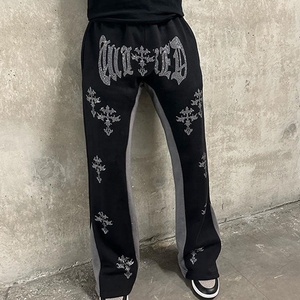 Pantalon en strass bling du fabricant personnalisé pantalon Streetwear pantalon de survêtement évasé ample empilé pantalon de survêtement pour hommes pantalon en strass - Product Image 2