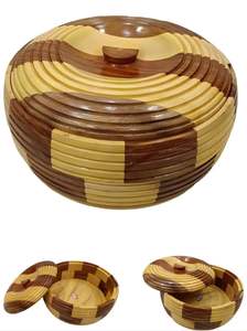 Juego de Recipientes de Almacenamiento de Madera Maciza Clásica y Ecológica para Hot Pot, Roti y Cazuela, con Asas Laterales de Cocina, Multicolor - Product Image 3