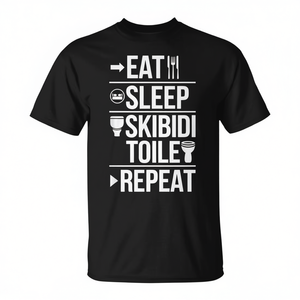 T-shirt unisexe pour adulte avec motif Eat Sleep Skibidi Toilet Repeat Meme - Product Image 2