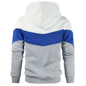 Sudadera con Capucha para Hombre, Diseño Color Block Gris, Azul y Blanco, Forro Polar Cálido, Estilo Casual Urbano para Invierno - Product Image 2