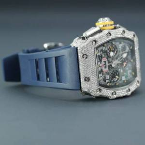 Montre mécanique analogique pour homme en acier inoxydable, bracelet en caoutchouc, diamant moissanite de clarté VVS, style hip-hop ovale pour le sport - Product Image 2