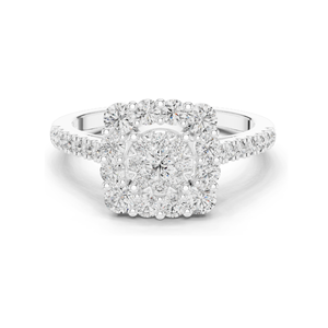แหวนเพชรคลัสเตอร์ 0.874 กะรัต สำหรับผู้หญิง ความใส VVS-VS EF ทอง 18KT, 14KT, 10KT และเงิน 925  ทองชมพู, ทองเหลือง, ทองขาว - Product Image 2