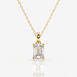 Pendentif solitaire en diamant de laboratoire taille émeraude en or 14 carats, pendentifs et breloques en diamant - Product Image 1