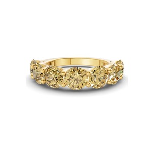 Bague essentielle en or massif 14 carats avec diamant de laboratoire jaune citron rond de 1,00 ct (tw), couleur jaune citron, clarté VS, 7 diamants, ton solaire - Product Image 2