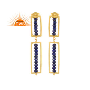 Último diseño de plata esterlina 18K chapado en oro Natural lapislázuli piedra preciosa colgante pendiente Demi joyería fina fabricante - Product Image 1