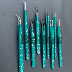 Pinzas para pestañas de acero inoxidable de primera calidad, pestañas moteadas ecológicas para extensiones de volumen de precisión, fabricación sostenible - Product Image 5