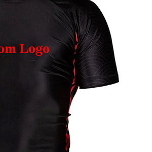 Men's Sport Compression Running Rash Guard Sets <b>with</b> Custom Logo Printing Front <b>Tight</b> Short Sleeves Stretch MMA Clothing - Product Image 5
