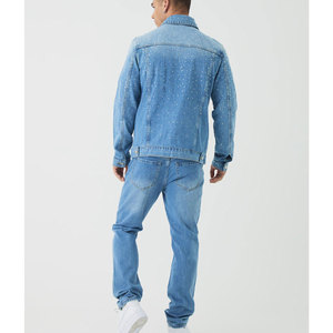 Veste denim d'hiver personnalisée pour hommes 100% manteau en denim délavé en coton avec logo embelli veste d'extérieur à la mode de haute qualité - Product Image 2