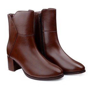 Botines ligeros de cuero vegano con tacón de bloque para mujer, con cremallera lateral diseño elegante, parte superior alta impermeable para las estaciones de verano y otoño - Product Image 4