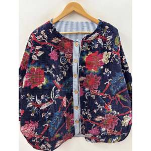 Veste matelassée en coton d'automne, imprimée à la main avec le motif 'Le Jardin de Minuit' - Product Image 5
