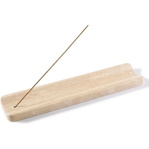 Soporte de incienso rectangular de mármol blanco hecho a mano de lujo con acento dorado, bandeja de quemador de palo de piedra decorativa moderna para spa en casa - Product Image 3