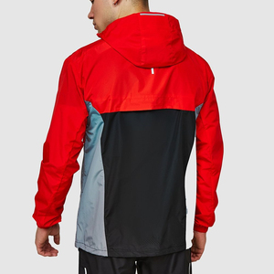 Veste coupe-vent pour homme, design personnalisé, bloc de couleur, légère, 100% polyester, veste coupe-vent pour homme, rouge, veste de marque, taille OEM - Product Image 2