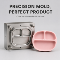 Molde de silicona para platos, molde de succión para platos de bebé, molde de acero para platos de silicona, logotipo personalizado, fabricación de moldes OEM, fábrica mayorista