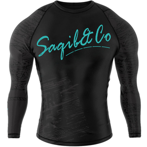 Ensemble de vêtements de sport unisexe à compression, imprimé par transfert thermique, avec logo personnalisé, faible MOQ, pour MMA, comprenant un rashguard et des shorts - Product Image 2