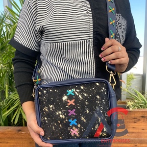 High Quality Hair on Metallic Recycled Leather Ladies Shoulder Bag Colorful Leather Women Crossbody Bag Fashion Luxury Handbags - Product Image 1