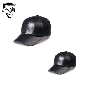 Casquette noire réglable en cuir véritable pour hommes, casquette d'extérieur à boucle métallique chaude, logo brodé 3D, automne et hiver, nouveauté - Product Image 5