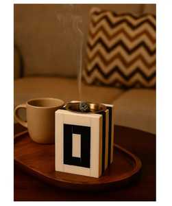 Elegant Handmade Wooden Resin <b>Bakhoor</b> Burner with Diamond Design Inlay Perfect Arabic Ramadan <b>Oud</b> Incense Holder Stand - Product Image 2