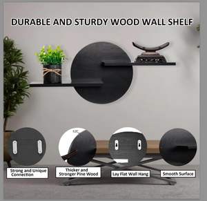 Estante Flotante de Pared de Madera con Círculo Negro, Estante Redondo Decorativo para Exhibición, Decoración de Pared, Suministro de Fabricante al por Mayor - Product Image 6