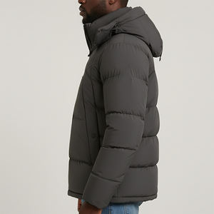 Veste matelassée à capuche avec fermeture éclair, couleur unie, tendance, OEM/ODM, logo imprimé personnalisé, veste à bulles légère surdimensionnée - Product Image 3