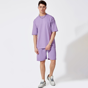 Conjunto de Camiseta y Pantalones Cortos de Cuello Redondo Color Morado para Hombre, INDEX APPAREL, Tejido de Algodón, Estilo Casual de Verano, 2 Piezas - Product Image 6