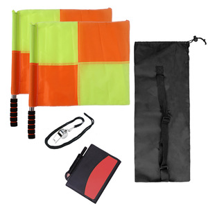 Set Arbitro Calcio: Cartellini Rosso Giallo, Fischietto, Penna, Bandierine Bifacciali, Borsa Portaoggetti - Per Competizioni Sportive e Allenamenti Outdoor - Product Image 1