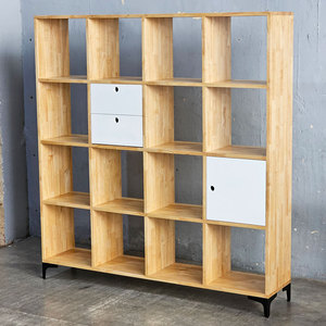 Étagère à livres en bois de caoutchouc avec tiroirs pour salon KS68163 - Product Image 2