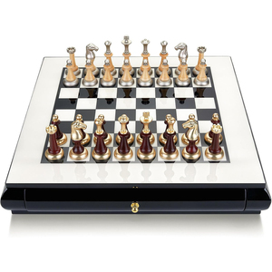 <b>Wooden</b> <b>Chess</b> <b>Set</b> with Antique Metal Pieces Folding Board with Storage Premium Magnetic Game for Adults & Kids by AYAANS - Product Image 4