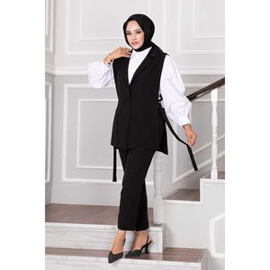 Hijab Gilet Ensemble 2 Pièces Noir - Product Image 2