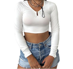 Ropa de mujer transpirable Camisetas de Pakistán Diseño de logotipo personalizado Casual Algodón liso en blanco Color sólido Verano Mujer - Product Image 1