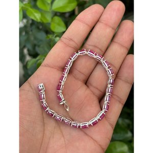 925 Silver Oval <b>Ruby</b> Tennis <b>Bracelet</b> Fashionable and Elegant Jewelry Accessory - Product Image 4