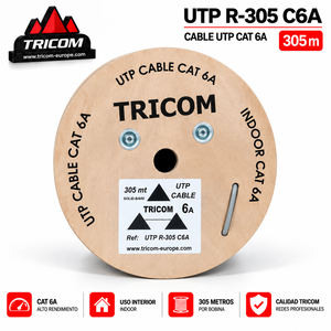 สายแลน TRICOM CAT6a UTP 8 แกน 305 เมตร สำหรับภายในอาคาร CPR Dca LSZH ตัวนำ CCA+ สีเทา - Product Image 2