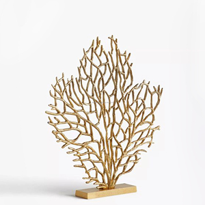 Home Decor Accessories Iron Golden Ginkgo <b>Leaves</b> on Wood Stand Model Sculpture for Living Room Cabinet Decorations - Product Image 5