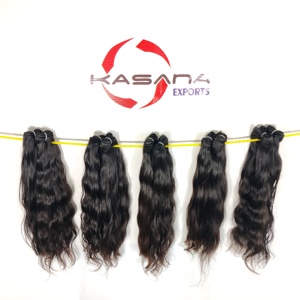 Máquina de doble trama de onda profunda que teje Color Natural Templo indio Paquete virgen Procesamiento crudo Ninguna cutícula alineada Cabello humano - Product Image 5