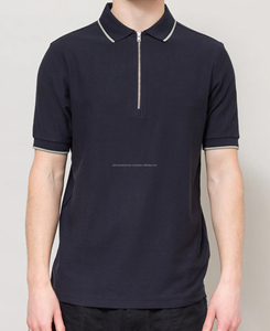Polo de verano con cremallera para hombre, personalizado, transpirable, de color sólido, con estampado, MOQ bajo, 180 g - Product Image 1