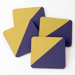 Blue <b>Wooden</b> Coasters <b>Set</b> Printed <b>Tea</b> Cup Serving Mats & Pads 4 Pieces with Competitive Price for Home Kitchen Use - Product Image 1