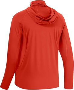 Chemise de pêche à manches longues unisexe pour homme et femme, rouge corail, UPF 50, masque, cache-cou UV, 100% polyester, antibactérien, logo personnalisé - Product Image 3