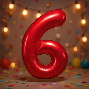 Palloncini Numero Rosso N6 100cm, Confezione da 12 Pezzi per Feste - Product Image 3