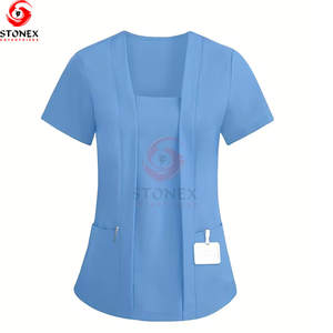 Uniforme d'infirmière unisexe en tricot de spandex de haute qualité avec poches, OEM personnalisé, uniformes d'hôpital, détection des aiguilles - Product Image 3