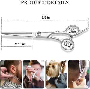 Ciseaux de coupe de cheveux à lame droite en acier inoxydable professionnel coiffeur ciseaux pointus pour hommes et femmes - Product Image 2