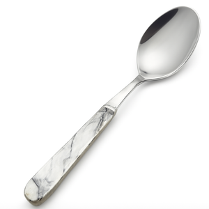 Noir Blanc Marbre Résine Poignée Cuillère De Service Premium En Acier Inoxydable Cuillère Alimentaire Élégant Buffet Vaisselle Vente Chaude Couverts - Product Image 1