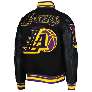 Veste universitaire pour homme de haute qualité, personnalisée ODM OEM, respirante, broderie en chenille, manches en cuir, vêtements de basketball d'équipe américaine - Product Image 2