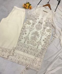 White <strong>Yellow</strong> Latest <strong>Kurta</strong> Sets for Women Girls Indian Pakistani Clothing Cotton Anarkali Stitched Suit - Product Image 5