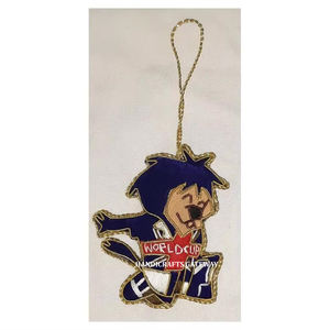 Adornos colgantes de Navidad con forma de tigre bordado Zari dorado más hermoso para el hogar decorativo y adorno de propósito de regalo - Product Image 1