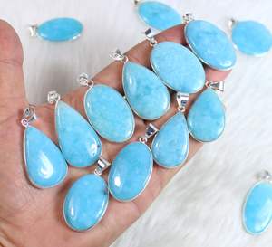 Colgante de hemimorfita azul de alta calidad, venta al por mayor, colgante Chapado en plata, colección de colgantes, joyería de plata, collar con abalorio - Product Image 1