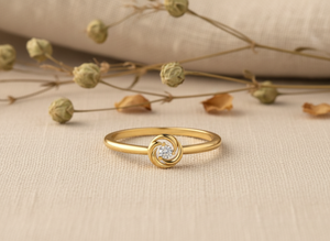 14k Gold Diamond Engagement Ring Round Natural Stone Prong Setting Classic Women Fine Jewelry Custom Solitaire Swirl Band OEM - Product Image 4