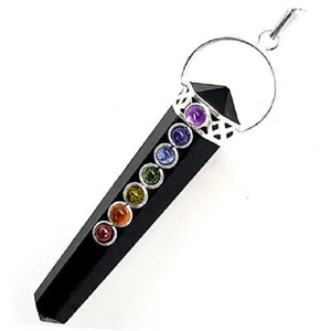 Meilleure qualité AAMEENA AGATE Double Point Chakra Pendentifs Collier Tourmaline noire Matériau en cristal sain - Product Image 3