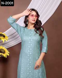Rayonne flammée indienne décontractée et à porter au quotidien avec un beau Chikankari Work prêt à porter Kurtis pour le festival Wear Kurtis - Product Image 5